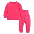 thumbnail image 1 of Scyoekwg Baby Clothes Fall Winter Toddler Girls Clothes Sets Solid Color Round Neck Long Sleeve Pullover Tops Long Pants Warm Outfits Hot Pink3-4 Years, 1 of 2