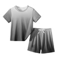 thumbnail image 1 of Scyoekwg Baby Clothes Girls Casual Sets Fashion Short Sleeve Round Neck T Shirts Gradient Color Shorts Sports Outfits Black4 Years, 1 of 3