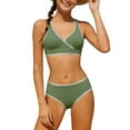 thumbnail image 1 of Scyoekwg Bathing Suits for Girls Solid Color Vacation Strapless Bikini Tops Trunks Set Everyday Beach Bikini Slim Green, 5 Years, 1 of 7