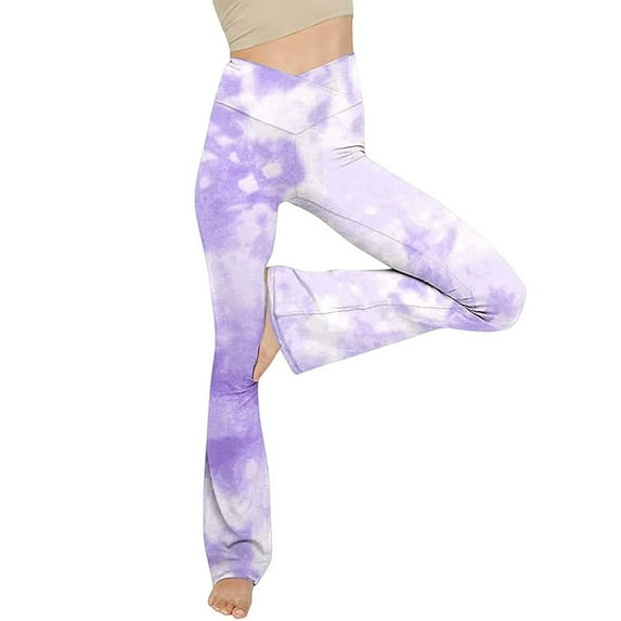 Scyoekwg Bell Bottom Womens Sweatpants High Waist Flare Leg Yoga Pants Stretch Yoga Leggings Fitness Running Gym Sports Pants Clearance (#A=Purple,S)