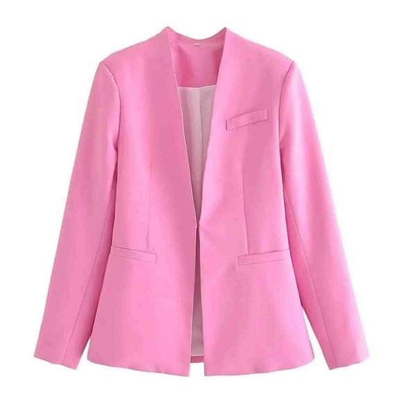 Scyoekwg Blazers for Women Business Casual Trendy Solid Color Button Lapel Blazer Lightweight Offices Work Suit Long Sleeve Fall Coats Coats(Watermelon Red,S)