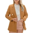 thumbnail image 1 of Scyoekwg Blazers for Women Business Casual Office Suits Jacket Long Sleeve Work Open Front Suits Jacket with Pockets (Coffee,XXXXL), 1 of 6
