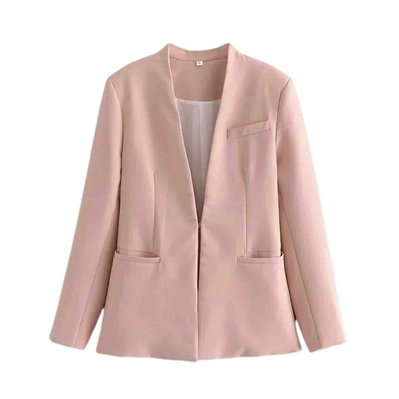 Scyoekwg Blazers for Women Business Casual Trendy Solid Color Button Lapel Blazer Lightweight Offices Work Suit Long Sleeve Fall Coats Coats(Pink,S)
