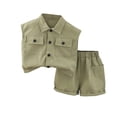 thumbnail image 1 of Scyoekwg Boys Clothes Fashion Toddler Infants Boys Clothes Sets Casual Short Sleeve Button Lapel Tops Solid Color Short Pants Sets (Green,2-3 Years), 1 of 2
