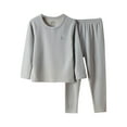 thumbnail image 1 of Scyoekwg Boys Girls Fall Winter Warm Outfit Basic Sleepwear Set Solid Color Long Sleeve Pullover Tops Long Pants Home Clothes Set (Gray,4 Years), 1 of 3