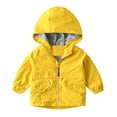 thumbnail image 1 of Scyoekwg Boys Zip Up Hooded Fall Jackets Casual Solid Color Long Sleeve Lightweight Outwear Jackets Pockets (Yellow,4-5 Years), 1 of 4