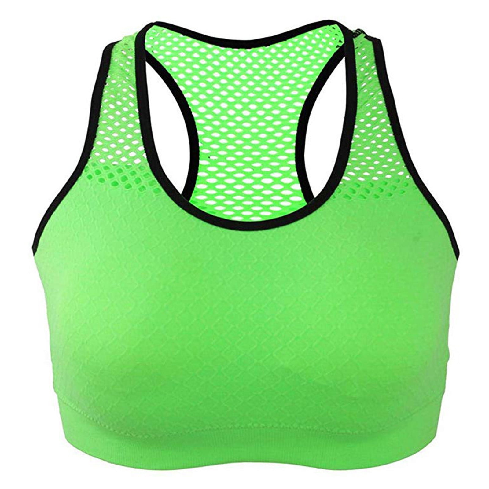 CHKOKKO Running Racer Back Non Wired Padded Sports Bra for Women Sports,  Gym Workout (Cyan, X-Small) (Black Green, Large) at  Women's Clothing  store