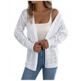 thumbnail image 1 of Scyoekwg Cardigan Sweaters for Women Fall Fashion Hollow Out Crochet Knit Open Front Cardigans Winter Loose Long Sleeve Sweater Coat (White,L), 1 of 5