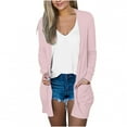 thumbnail image 1 of Scyoekwg Cardigans for Women Lightweight Open Front Cardigan Casual Long Sleeve Knit Cardigans with Pockets Solid Color Comfy Cardigans (Pink,M), 1 of 5