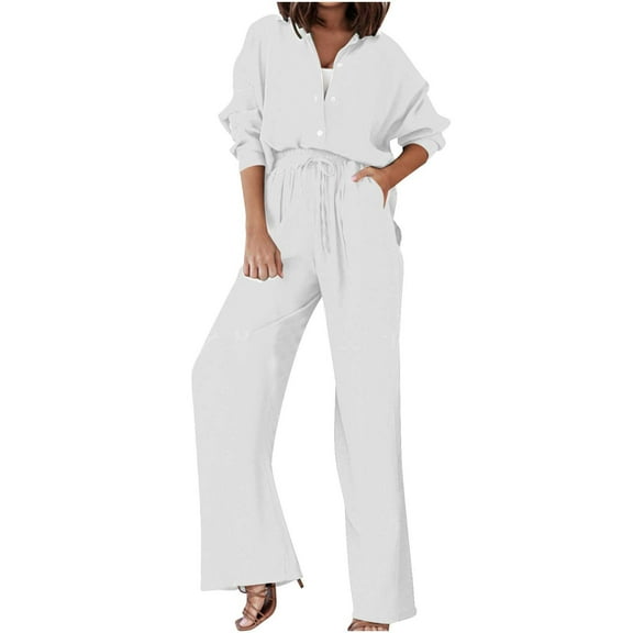 Scyoekwg Casual 2 Piece Sets For Women Short Long Sleeve Sweatshirt Jogger Sweatpant Matching Outfits Two Piece Set Fashion Lounge Set (White,XXXL)