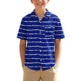 thumbnail image 1 of Scyoekwg Children's Boys Button Up Shirts Summer Fashion Turn-down Collar Short Sleeves Shirt Casual Loose Comfy Tops (Blue,14-15 Years), 1 of 8