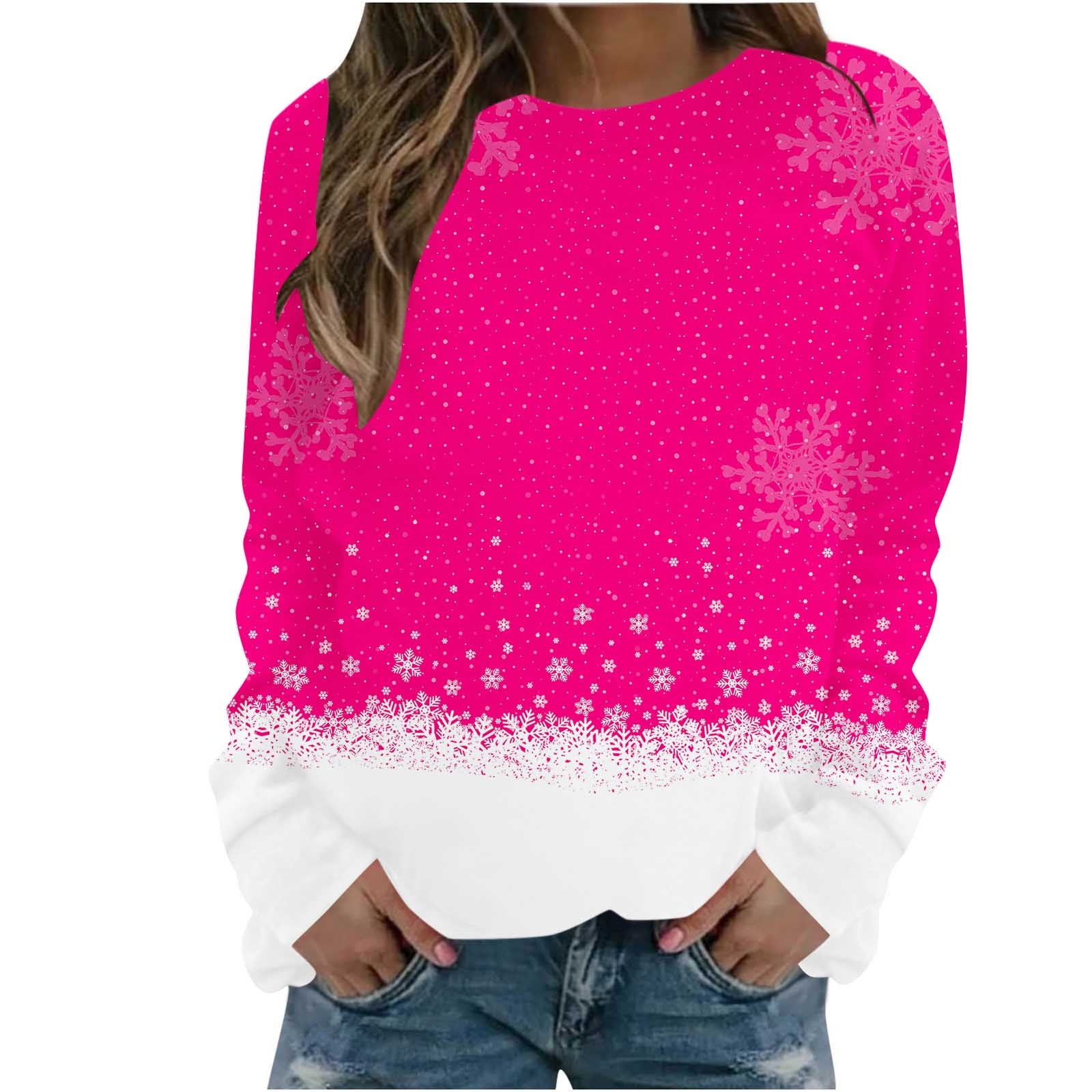 Scyoekwg Christmas Sweatshirts for Women Long Sleeve Lightweight Fashion Casual Loose Christmas