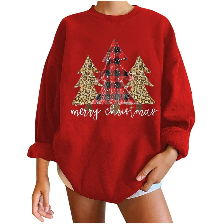 Casual Christmas Tree Printed Patchwork V Neck Tops Casual Christmas Tree Printed Patchwork V Neck Tops