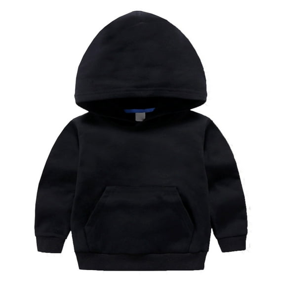 Scyoekwg Fall Fashion Toddler Boys Girls Sweatshirts Long Sleeve Hooded Tracksuits Sweatshirts Casual Solid Color Sports Pullover with Pocket (Black,2-3 Years)