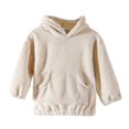 thumbnail image 1 of Scyoekwg Fall Winter Infants Toddler Hoodies Casual Long Sleeve Hooded Fleece Sweatshirts Solid Color Loose Comfy Hoodies Pullover with Pockets (Beige,12-18 Months), 1 of 7
