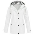 thumbnail image 1 of Scyoekwg Clearance Women's Tunic Tops for Leggings Women Solid Waterproof Hooded Raincoat Windproof Rain Jacket Outdoor Plus Size White XL, 1 of 4