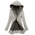 thumbnail image 1 of Scyoekwg Clearance Womens Coats Winter Women's Casual Up Hooded Sweatshirt Jacket Coat Winter Warm Sherpa Lined Zip Shirts Gray M, 1 of 3
