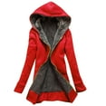 thumbnail image 1 of Scyoekwg Womens Coats Winter Women's Casual Up Hooded Sweatshirt Jacket Coat Winter Warm Sherpa Lined Zip Shirts Red L, 1 of 3