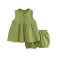 thumbnail image 1 of Scyoekwg Clothes Toddler Baby Girl Clothes Infant Summer Cute Solid Color Outfit Round Neck Sleeveless T-Shirt and Shorts 2Pcs Set Green2 Years, 1 of 3