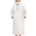 thumbnail image 1 of Scyoekwg Coats for Women Plus Size Winter Warm Zipper Hooded Long Jacket Casual Winter Warm Jackets Loose Outwear Long Sleeve Solid Color Outerwear (White,M), 1 of 5