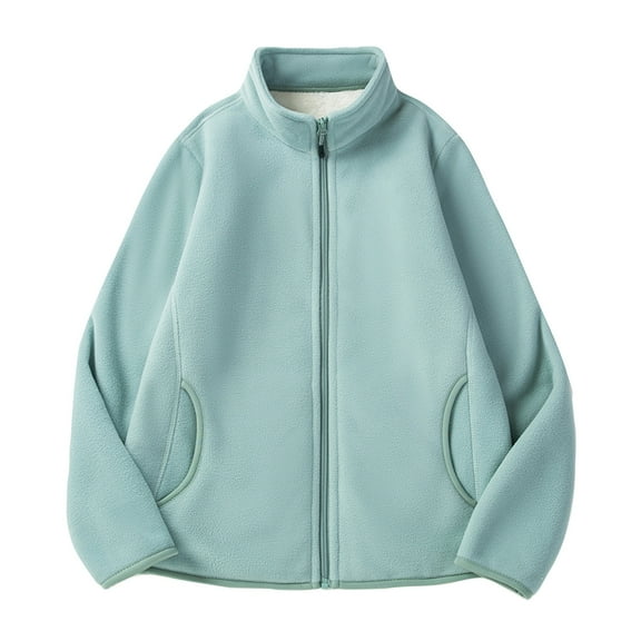 Scyoekwg Coats for Women Zipper Double-sided Fleece Jacket Thickened Winter Warm Coats Lnterior Pocket Outwear Long Sleeve Casual Solid Color Outerwear (Green,M)