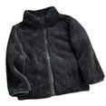 thumbnail image 1 of Scyoekwg Coats Zipper Fleece Jacket Casual Solid Color Long Sleeve Jackets Fall Winter Warm Coats (Black,3-4 Years), 1 of 4