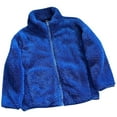 thumbnail image 1 of Scyoekwg Coats Zipper Fleece Jacket Casual Solid Color Long Sleeve Jackets Fall Winter Warm Coats (Blue,7-8 Years), 1 of 4