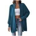 thumbnail image 1 of Scyoekwg Coats for Women Long Sleeve Solid Color Sweater Cardigan Coat Loose Fashion Casual Sweater Coats (Blue,Free Size), 1 of 4