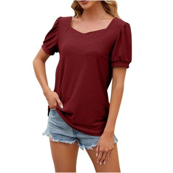 Scyoekwg Womens Short Sleeve Tops Womens Summer Fashion Comfy Clothes Loose Trendy Ladies Blouses Dressy Casual Womens Going Out Outfits Short Sleeve Tops