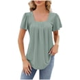 thumbnail image 1 of Scyoekwg Womens Short Sleeve Shirts Loose Trendy Going Out Tops Ladies Blouses Dressy Casual Womens Summer Fashion Short Sleeve Cute T Shirts, 1 of 5