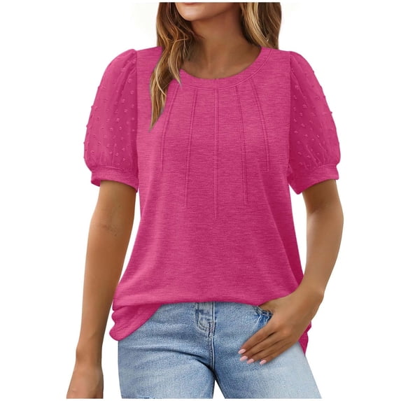 Scyoekwg Short Sleeve Shirts for Women Going Out Tops Womens Summer Fashion Ladies Blouses Dressy Casual Cute T Shirts Short Sleeve Loose Trendy
