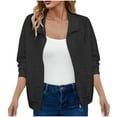 thumbnail image 1 of Scyoekwg Fall Cardigans for Women Zipper Lapel Short Coats Trendy Casual Solid Color Lightweight Loose Fall Coats Long Sleeve Cardigan(Black,XXL), 1 of 5