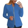 thumbnail image 1 of Scyoekwg Fall Coats for Women Stand Collar Zipper Blazer Jackets Solid Color Trendy Loose Long Sleeve Fall Coats Casual Lightweight Outerwear(Blue,XXXXXL), 1 of 4