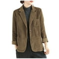 thumbnail image 1 of Scyoekwg Fall Coats for Women Vintage Corduroy Blazers Business Casual Loose Fit Lapel Long Sleeve Work Office Suit Jackets with Pockets (Coffee,XL), 1 of 4