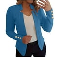 thumbnail image 1 of Scyoekwg Fall Fashion Blazers for Women Cropped Long Sleeve Casual Work Blazers Jacket Plus Size Office Jacket Business Suit Jacket (Blue,M), 1 of 5