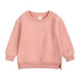 thumbnail image 1 of Scyoekwg Fall Fashion Toddler Infants Baby Boys Girls Sweatshirts Solid Color Crewneck Sweatshirts Warm Fleece Sweatshirts Long Sleeve Pullover Tops (Pink,2-3 Years), 1 of 7