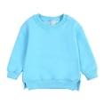 thumbnail image 1 of Scyoekwg Fall Fashion Toddler Infants Baby Boys Girls Sweatshirts Solid Color Crewneck Sweatshirts Warm Fleece Sweatshirts Long Sleeve Pullover Tops (Blue,4-5 Years), 1 of 4