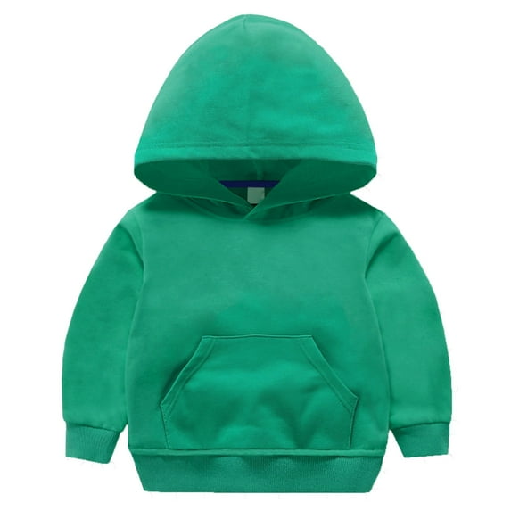 Scyoekwg Fall Fashion Toddler Boys Girls Sweatshirts Long Sleeve Hooded Tracksuits Sweatshirts Casual Solid Color Sports Pullover with Pocket (Green,5-6 Years)
