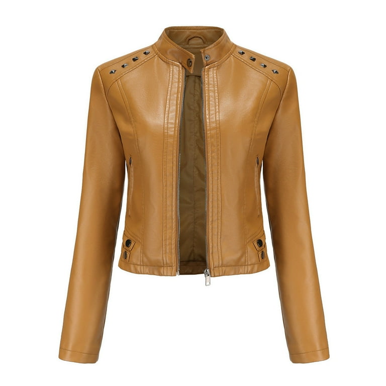 Solid Color Zipper Collar Short Women's Coat Solid Color Zipper Collar Short Women's Coat