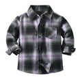 thumbnail image 1 of Scyoekwg Fall Toddler Baby Boys Plaid Shirts Jackets Button Lapel Long Sleeve Shirts Fashion Lattice Pattern Print Blouses (Purple,4-5Years), 1 of 8