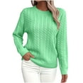 thumbnail image 1 of Scyoekwg Fall Tops for Women 2025 Long Sleeve Casual Crew Neck Knit Sweater Pullover Trendy Loose Pullover (Green,S), 1 of 9