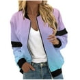 thumbnail image 1 of Scyoekwg Fall Trendy Jacket Women Color Block Splicing Long Sleeve Lightweight Casual Stand Collar Zipper Jacket Loose Fall Coats Outerwear(Sky Blue,S), 1 of 5