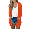 thumbnail image 1 of Scyoekwg Fall Trendy Womens Cardigans Lightweight Solid Color Loose Long Sleeve Coat Blouse With Pocket Cardigan Casual Lightweight Outerwear Clearance Orange M, 1 of 5