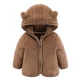 thumbnail image 1 of Scyoekwg Fall Winter Baby Girl Boy Fleece Jacket Hoodies With Ear Hoody Jacket Full Zip Up Coat Outwear With Pockets Coffee 18-24 Months, 1 of 4