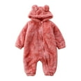 thumbnail image 1 of Scyoekwg Fall Winter Fleece Jumpsuit Coat Hooded Romper Toddler Baby Boys Girls Outerwear Long Sleeve Romper Infant Pink 0-3 Months, 1 of 7
