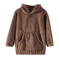 thumbnail image 1 of Scyoekwg Fall Winter Infants Toddler Hoodies Casual Long Sleeve Hooded Fleece Sweatshirts Solid Color Loose Comfy Hoodies Pullover with Pockets (Brown,5-6 Years), 1 of 7