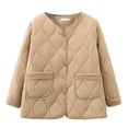 thumbnail image 1 of Scyoekwg Fall Womens Coats Button Warm Cotton jacket with Pocket Outwear Casual Loose Long Sleeve Winter Warm Jackets Solid Color Outerwear (Khaki,XXXXL), 1 of 7