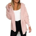 thumbnail image 1 of Scyoekwg Fall Womens Coats Open Front Hooded Plush Fleece Warm Cardigan Jacket Loose Long Sleeve Casual Solid Color Outwear Winter Warm Jackets Outerwear (Pink,XL), 1 of 6
