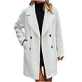 thumbnail image 1 of Scyoekwg Fall Womens Coats Winter Lapel Button Pockets Plush Thickened Jacket Outwear Casual Solid Color Loose Winter Warm Jackets Long Sleeve Outerwear (White,XXL), 1 of 5