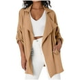 thumbnail image 1 of Scyoekwg Fashion Coats for Women Roll Up Turn-Down Cardigan Pockets Jackets Outwear Loose Casual Long Sleeve Solid Color Lightweight Coats (Khaki,XXL), 1 of 8